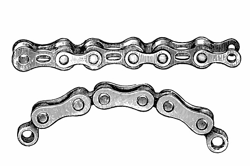 Antique illustration of a bicycle chain