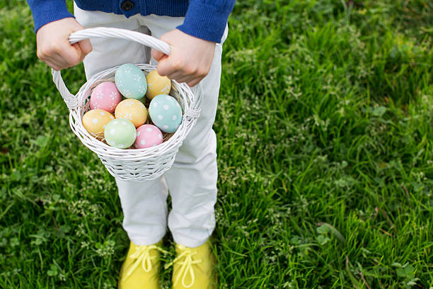 wielkanoc czas w parku - animal egg eggs basket yellow zdjęcia i obrazy z banku zdjęć