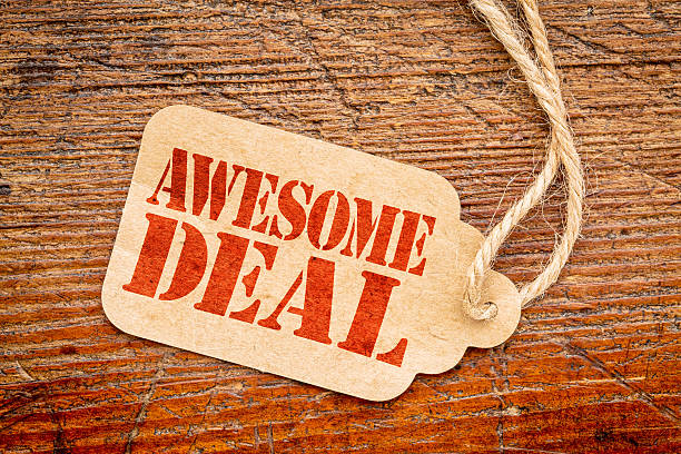 awesome deal sign -  price tag stock photo