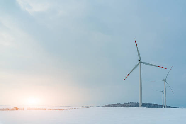 istock Sunset above windmill on the field in winter 516280618