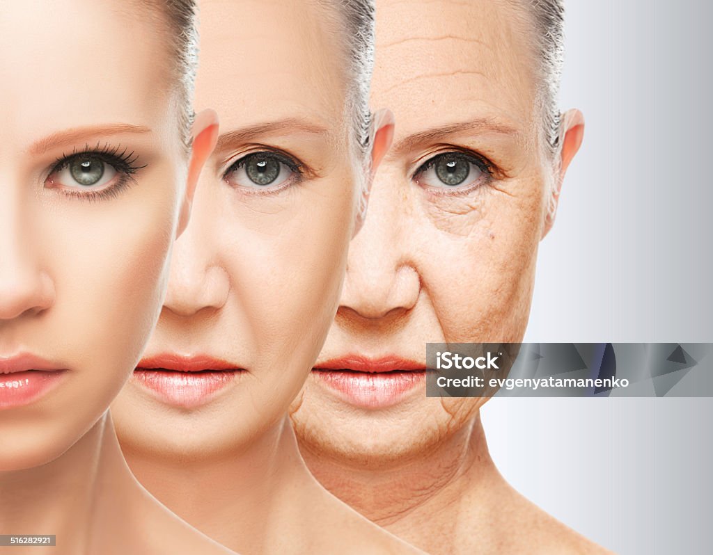 ビューティーコンセプト aging.お肌のアンチエイジング手順、リフレッシュ、リフティング、 - 老化のロイヤリティフリーストックフォト
