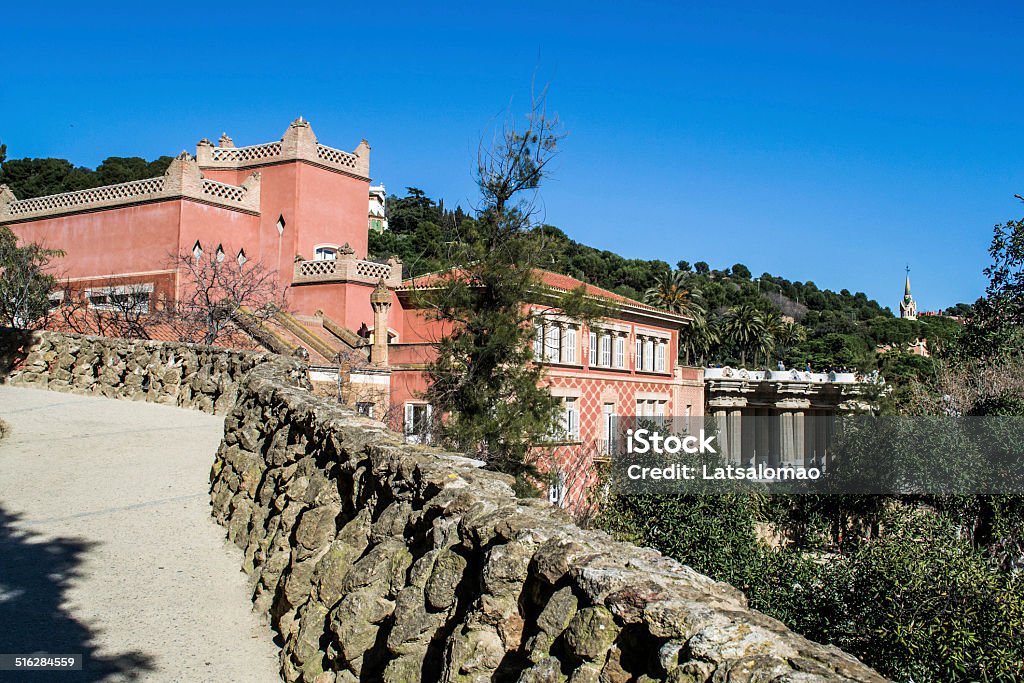 Park Guell views Daylight views of Gaudi's Parc Guell in Barcelona Spain Antoni Gaudí Stock Photo