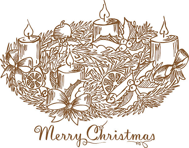 Ilustración de Corona De Navidad y más Vectores Libres de Derechos de Corona  - Arreglo floral - Corona - Arreglo floral, Adviento, Navidad - iStock