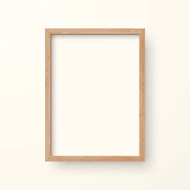 Blank Frame on White Background Realistic blank wooden frame on white background. frame border stock illustrations