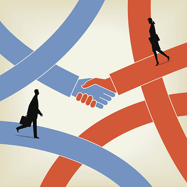 Shaking Hands Two businessmen try to make a deal. agreement illustrations stock illustrations