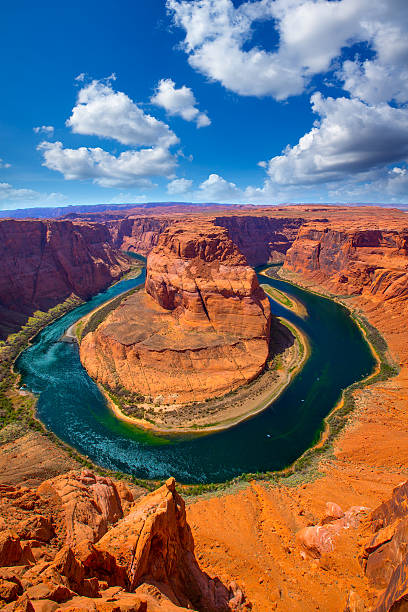Arizona Horseshoe Bend meander of Colorado River Arizona Horseshoe Bend meander of Colorado River in Glen Canyon horseshoe bend river stock pictures, royalty-free photos & images