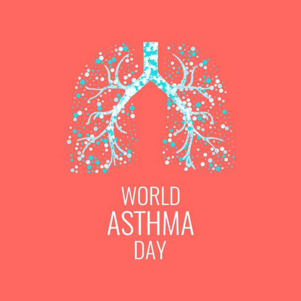 World Asthma Day World Asthma Day poster with illustration of lungs filled with air bubbles. Asthma awareness sign. Asthma solidarity day. Healthy lungs symbol. Vector illustration. asma stock illustrations