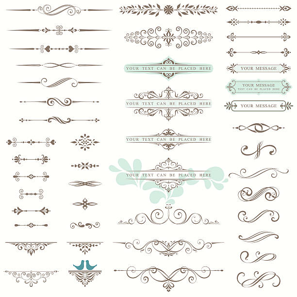 ilustrações, clipart, desenhos animados e ícones de ornamentado conjunto de design - frame calligraphy ornate retro revival