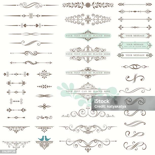 Ornate Design Set Stock Illustration - Download Image Now - Dividing, Decoration, Ornate