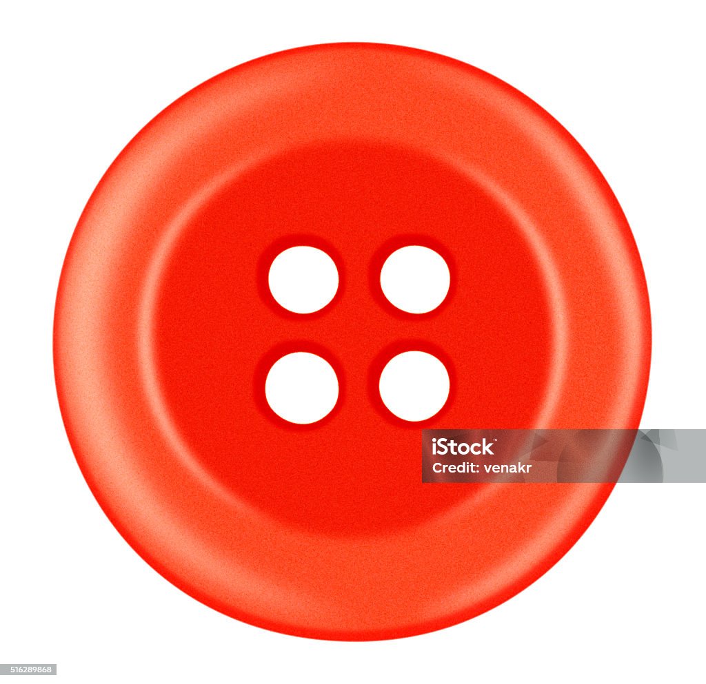 Plastic button isolated - red Red Plastic button isolated on white with Clipping Path Button - Sewing Item Stock Photo