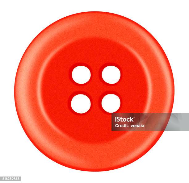 Plastic Button Isolated Red Stock Photo - Download Image Now - Button - Sewing Item, Close-up, Color Image