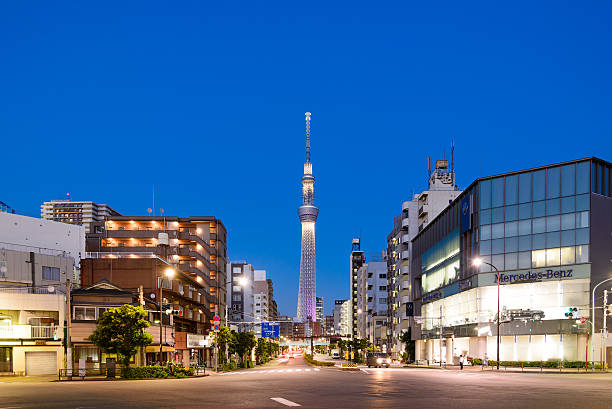 東京の夜の街並み - sky tree audio ストックフォトと画像