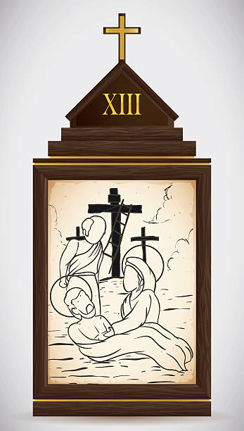 ilustrações, clipart, desenhos animados e ícones de jesus é levado para baixo do cruz - lamentation