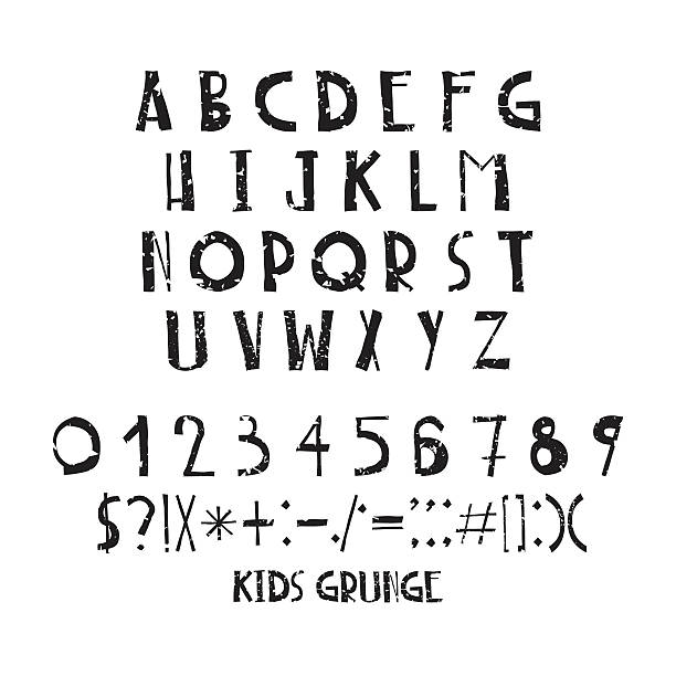 istock Funny children simple negligent letters, grunge kid 516295412
