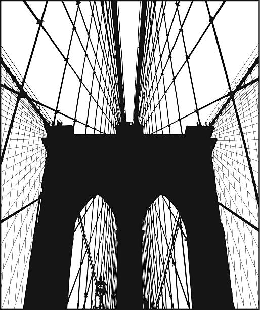 brooklyn bridge sylwetka wektor - brooklyn bridge obrazy stock illustrations