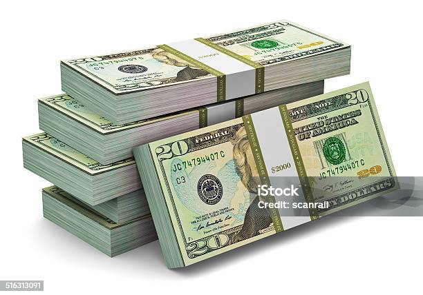 Stacks Of 20 Dollars Banknotes Stock Photo - Download Image Now - Currency, Stack, US Paper Currency