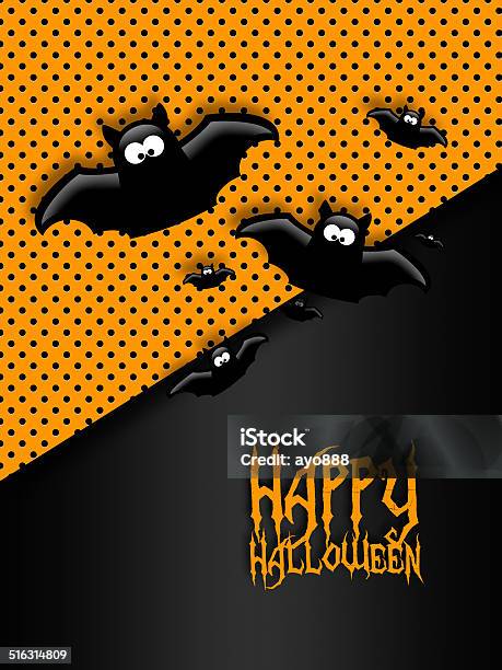 Halloween Greetings Card With Moon And Bats Stock Illustration - Download Image Now - Animal, Bat - Animal, Black Color