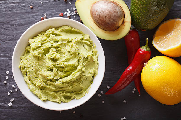 istock guacamole sauce with ingredients close-up. horizontal top view 516316256