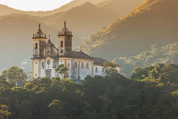 View of the unesco world heritage city of Ouro Preto in Minas Gerais Brazil