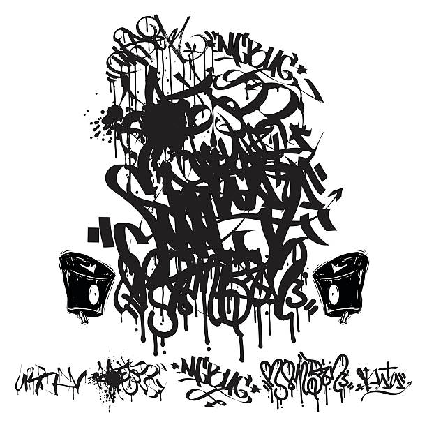 Background with tags Graffiti marker tags - writing, grunge background marker font alphabet stock illustrations