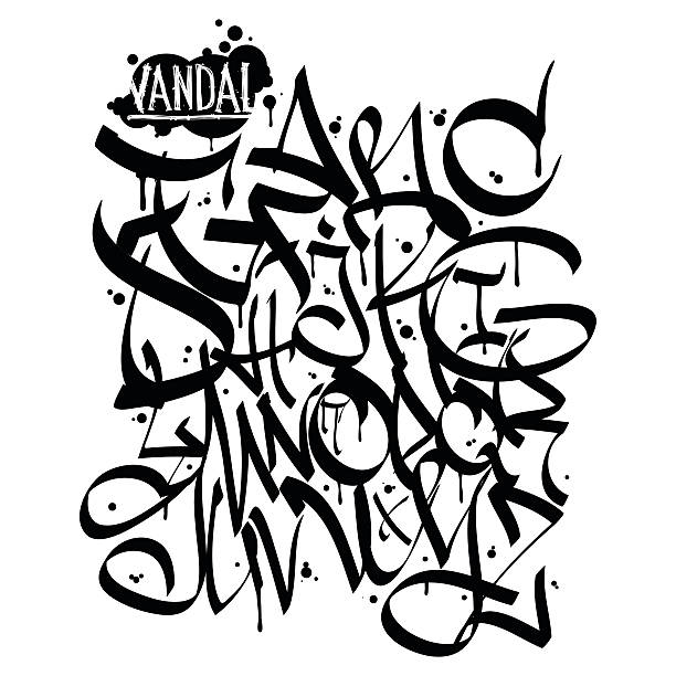 czcionki graffiti wandal - typescript graffiti computer graphic label stock illustrations