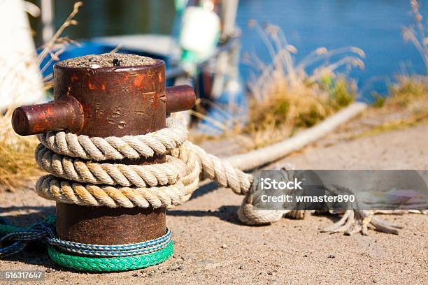 Closeup Of Boat Cleat On A Dock Stock Photo - Download Image Now - Activity, Blue, Bundle