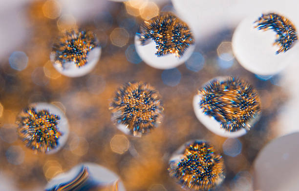 Gold and blue lights with bokeh stock photo