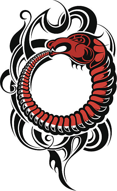 Tattoo design Snake symbol shoulder tribal tattoos for men stock illustrations