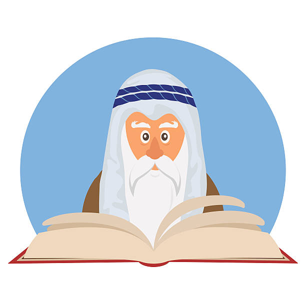 ilustraciones, imágenes clip art, dibujos animados e iconos de stock de moisés lectura haggadah pascua judía - moshe