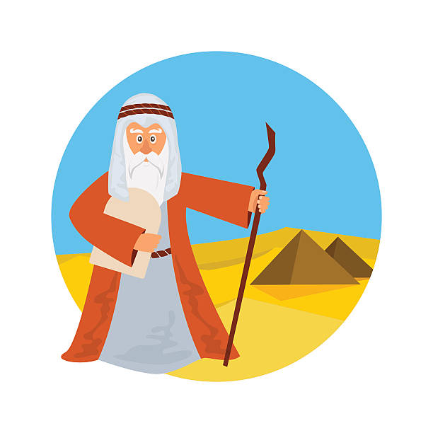 ilustraciones, imágenes clip art, dibujos animados e iconos de stock de moisés en egipto/desierto de fondo - moshe