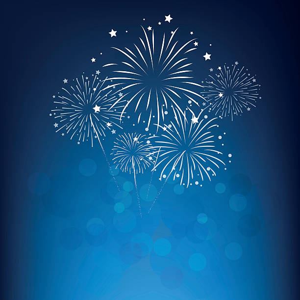 счастливый новый год фейерверки и - fireworks stock illustrations
