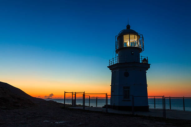 istock Glowing lighthouse against the beautiful night scenery. 516320810