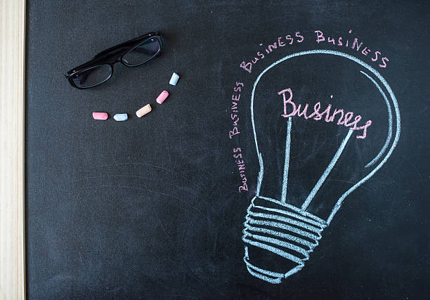 istock Concept - business light bulb drawn with chalk 516322946
