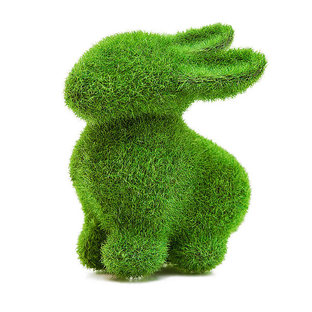 Easter rabbit grass figure Easter rabbit grass figure on white background topiary stock pictures, royalty-free photos & images