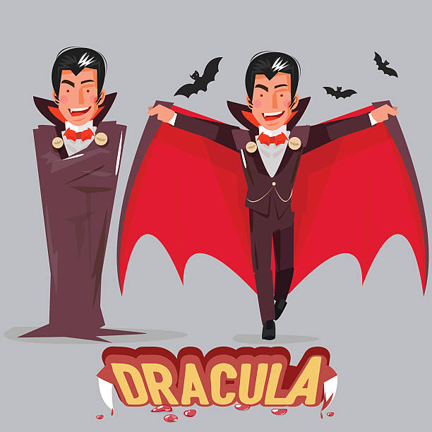 illustrations, cliparts, dessins animés et icônes de dracula caractère conception typographique. dracula le manteau - human teeth vector illustration and painting cartoon