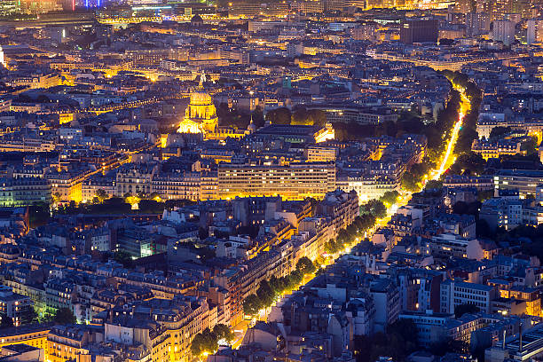 istock Cityscape View of Paris from Above at Night 516333845