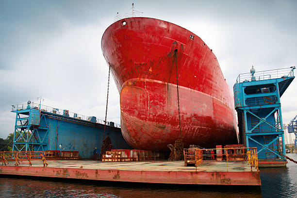 Ship in dock in Hamburg Harbour