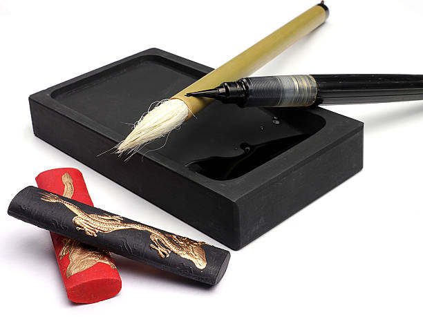 Traditional Chinese Brush Pen And Ink For Calligraphy Stock Photo -  Download Image Now - iStock