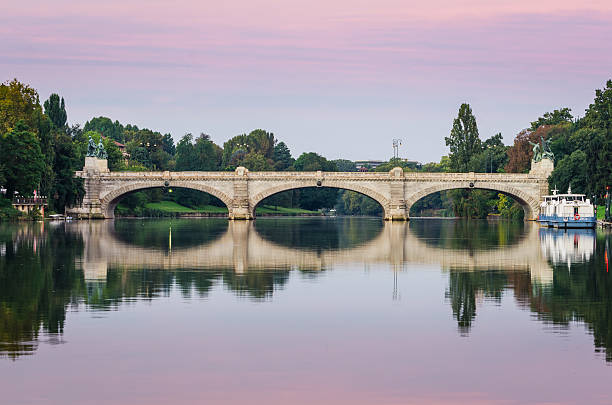 Turin (Torino), river Po and Bridge Umberto I