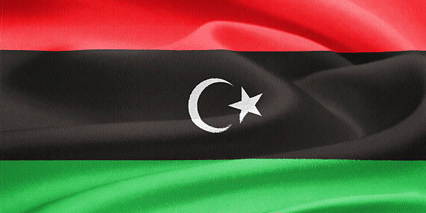 flagge von libyen - libya flag libyan flag three dimensional shape stock-fotos und bilder