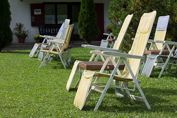 istock Deck chair in a german garden 516352709
