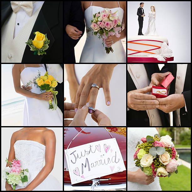 istock Collage of brides and grooms 516353255