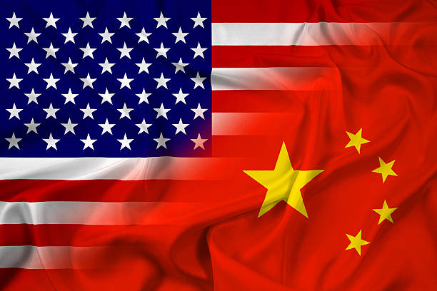 istock Waving China and USA Flag 516354887