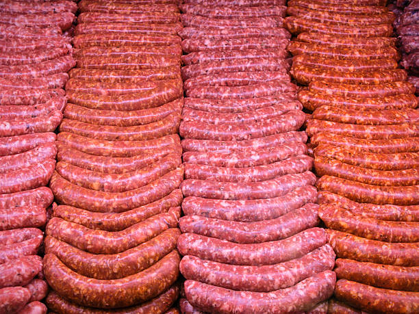 istock sausages at a meat market 516356099