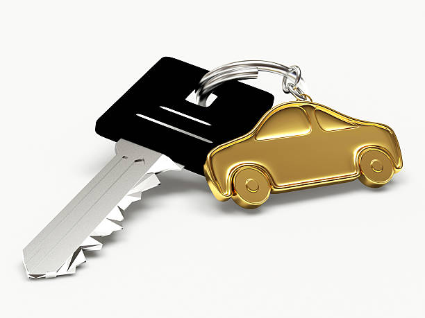 istock Key with golden car figure 516357446