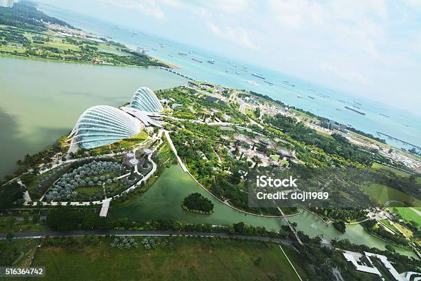 Skyline View On Singapore Gardens Stock Photo - Download Image Now - Singapore, Gardens by the Bay, Environmental Conservation