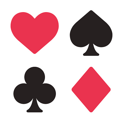Playing card symbols set in modern simple style. Isolated vector illustration.