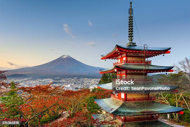 Mt Fuji And Pagoda Stock Photo - Download Image Now - Autumn, Mt. Fuji, Asia