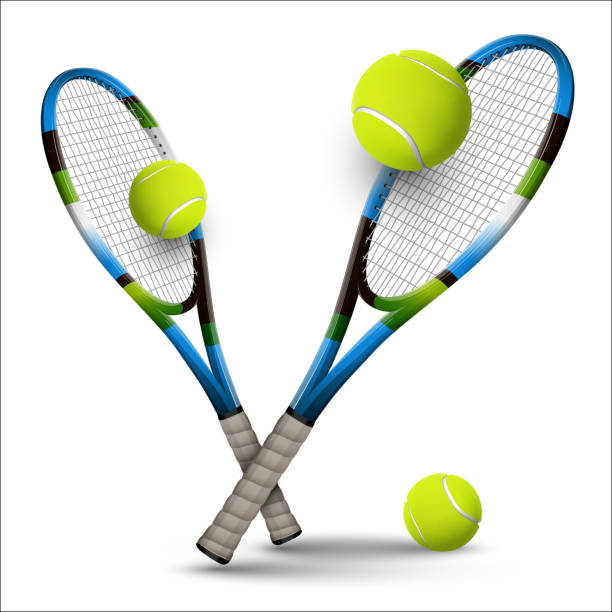 벡터 테니트 기호들 디자인 요소, 테니트 공, 테니트 r - tennis tennis racket racket tennis ball stock illustrations
