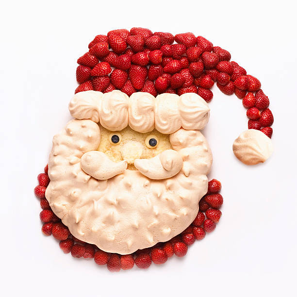 Meringue and strawberry Father Christmas fun dessert.